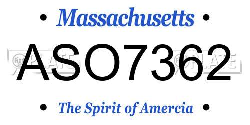 ASO7362 Massachusetts License Plate
