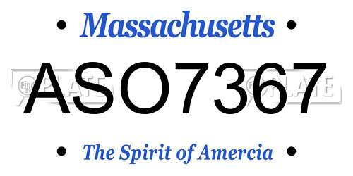 ASO7367 Massachusetts License Plate