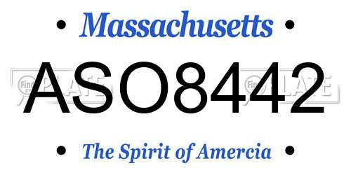 ASO8442 Massachusetts License Plate