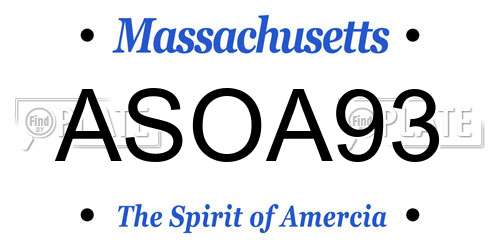 ASOA93 Massachusetts License Plate