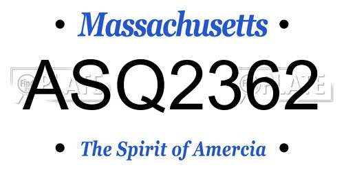 ASQ2362 Massachusetts License Plate