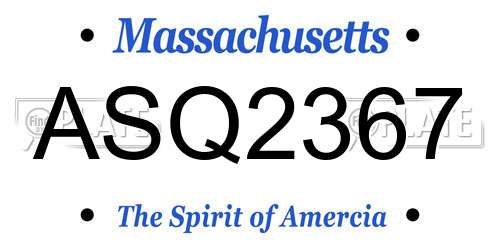 ASQ2367 Massachusetts License Plate