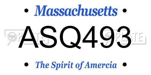 ASQ493 Massachusetts License Plate