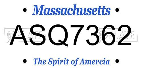 ASQ7362 Massachusetts License Plate