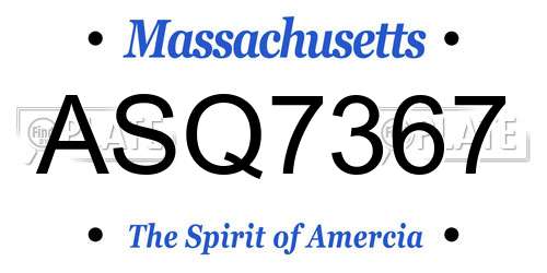 ASQ7367 Massachusetts License Plate