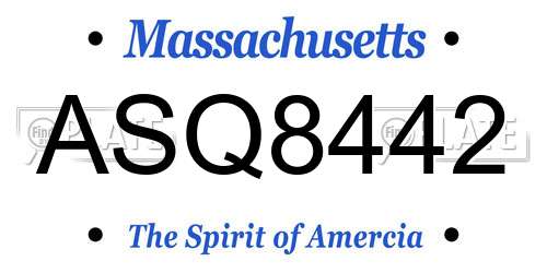 ASQ8442 Massachusetts License Plate