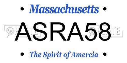 ASRA58 Massachusetts License Plate