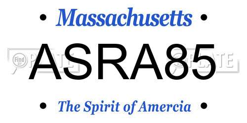 ASRA85 Massachusetts License Plate