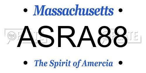ASRA88 Massachusetts License Plate