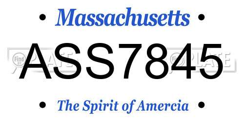 ASS7845 Massachusetts License Plate
