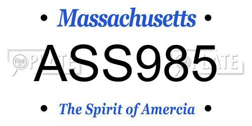 ASS985 Massachusetts License Plate