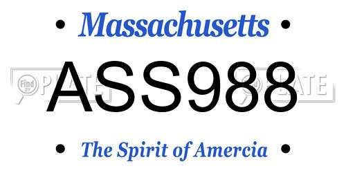 ASS988 Massachusetts License Plate