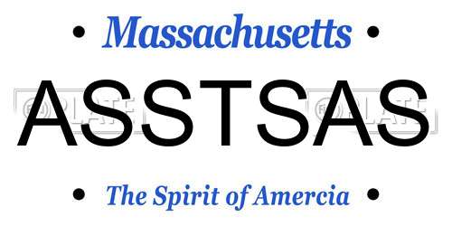 ASSTSAS Massachusetts License Plate