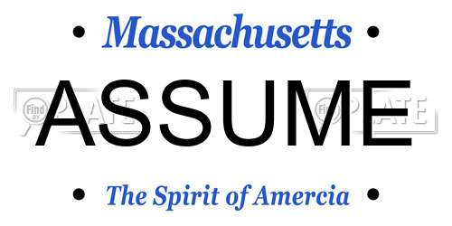 ASSUME Massachusetts License Plate