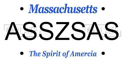 ASSZSAS Massachusetts License Plate