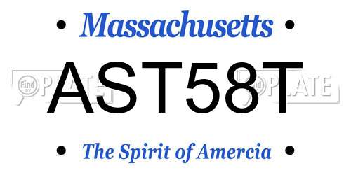 AST58T Massachusetts License Plate