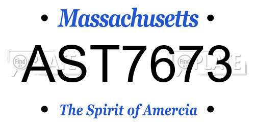 AST7673 Massachusetts License Plate