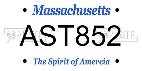 AST852 Massachusetts License Plate