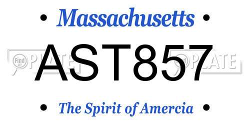 AST857 Massachusetts License Plate