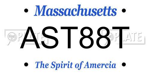 AST88T Massachusetts License Plate