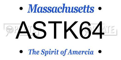 ASTK64 Massachusetts License Plate