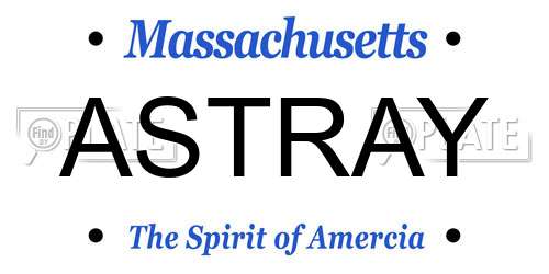 ASTRAY Massachusetts License Plate