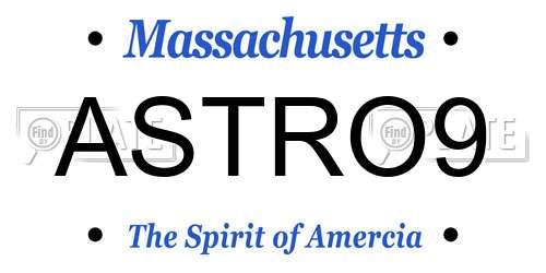 ASTRO9 Massachusetts License Plate