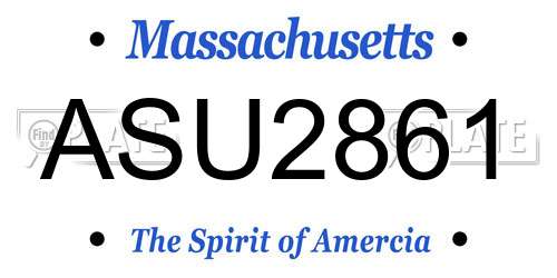 ASU2861 Massachusetts License Plate