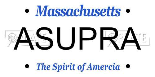 ASUPRA Massachusetts License Plate
