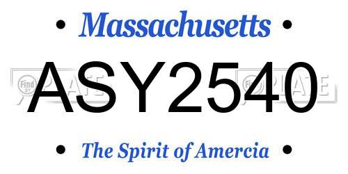 ASY2540 Massachusetts License Plate