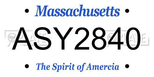 ASY2840 Massachusetts License Plate