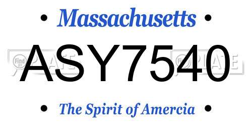 ASY7540 Massachusetts License Plate