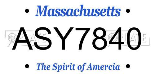 ASY7840 Massachusetts License Plate