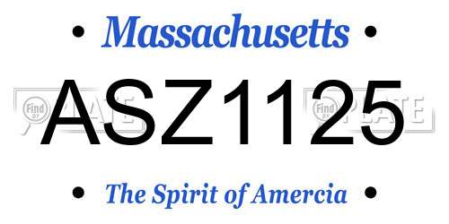ASZ1125 Massachusetts License Plate