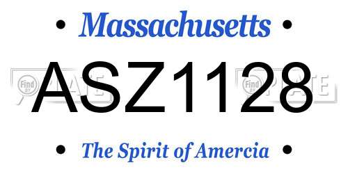 ASZ1128 Massachusetts License Plate