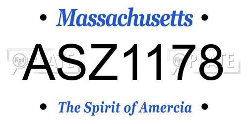 ASZ1178 Massachusetts License Plate