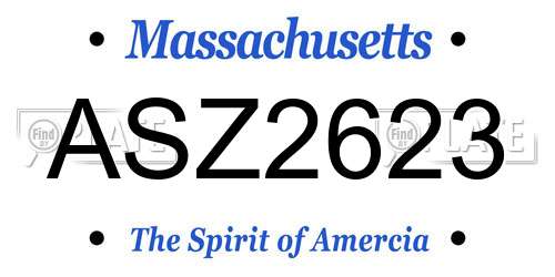 ASZ2623 Massachusetts License Plate