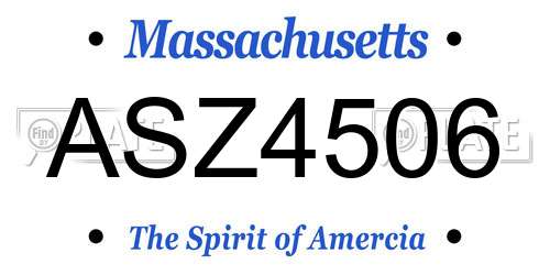 ASZ4506 Massachusetts License Plate