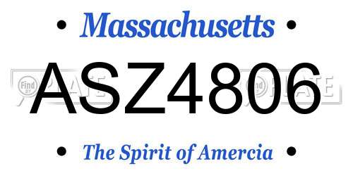 ASZ4806 Massachusetts License Plate