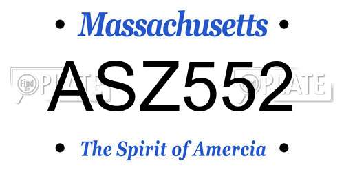 ASZ552 Massachusetts License Plate