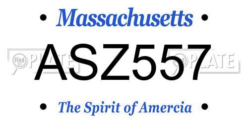 ASZ557 Massachusetts License Plate