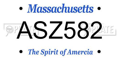 ASZ582 Massachusetts License Plate