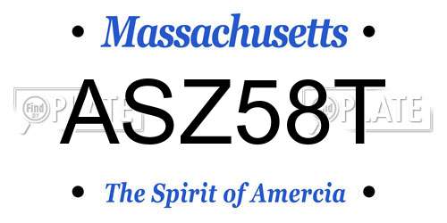 ASZ58T Massachusetts License Plate