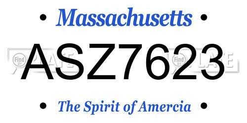 ASZ7623 Massachusetts License Plate