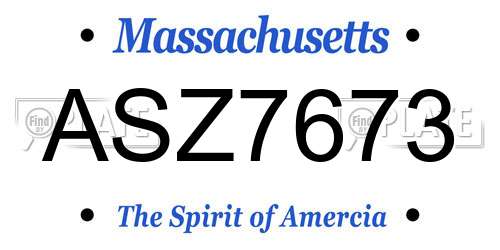ASZ7673 Massachusetts License Plate