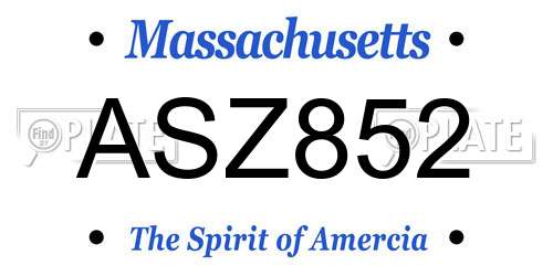ASZ852 Massachusetts License Plate