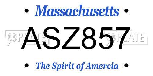 ASZ857 Massachusetts License Plate