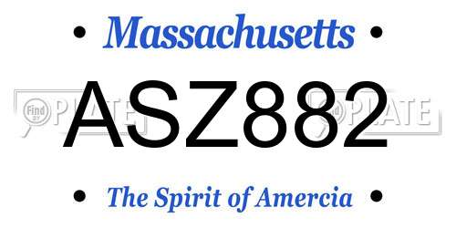 ASZ882 Massachusetts License Plate