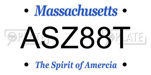ASZ88T Massachusetts License Plate