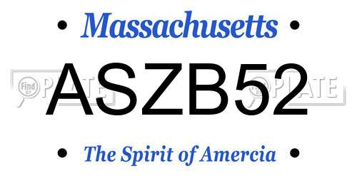 ASZB52 Massachusetts License Plate